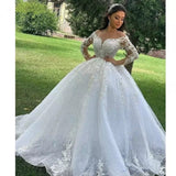 White Wedding Dress 2026 New Mid-Rise Long-Sleeved Lace French High-End Niche Shoulder-Tailed Wedding Dress HZ0517