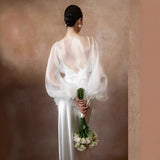 Fashion White Deep V-Neck Sexy Dress 2026 Spring New Fashion Trend Fishtail Shot Light Wedding Dress HZ0517