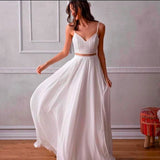 2026 New Women's White Slings Temperament Lace Wedding Dress Dress With Long Sleeveless HZ0517