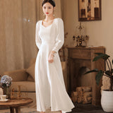 White Dress Engagement Host Birthday Certificate Small White Dress Dinner Party Can Usually Wear Long-Sleeved Evening Dress Women HZ0517