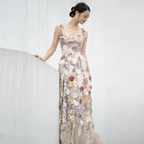 French Flower Evening Dress 2026 New Elegant Temperament High-End Sling Bridal Wedding Dress Dress Dress HZ0517