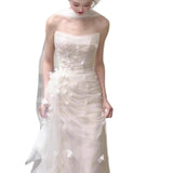 French Light Wedding Dress Sen Is Fairy Fishtail Sweet Bridal Flower Morning Robe Light Extravagant Breast Engagement Dress Yarn HZ0517