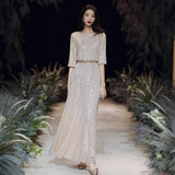 Evening Dress Dress Women's Banquet High-End Light Luxury Niche Dress Dinner Host High-End Slid Noble Temperament HZ0517