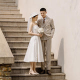 Small Small Wedding Dress White Simple Certificate Registration Go Out Yarn Travel To Shoot Birthday Party Breast-Wearing Evening Dress HZ0517