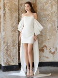 French-Style Seduced Light Wedding Dress Small Bride Simple Breast-Wearing Short Engagement Evening Dress Registration Small White Dress HZ0517
