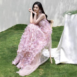 Morning Robe Female Bride Niche High-Grade Pink Light Dress Dress Engagement Welcome Out Yarn Super Fairy Toast HZ0517