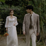 Korean-Style Light Wedding Dress 2026 New Temperament Thin Sen White Simple Vertewn Small Tailings HZ0517