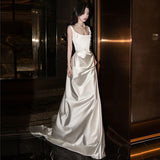 Light Wedding Bride 2026 New Simple Daily Densant Sling White Dress High Light Luxury Niche Dress HZ0517