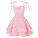 Shiny Liangli Short Back School Festival Dress 2026 Fine Shoulder Belt Short Ball Dresses Bow Cocktail Dress HZ0517