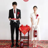 Wedding Certificate Registration Light Wedding Dress Small Dress French Small White Dress With White Engagement Daily Wear Dress HZ0517