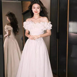 French Word Shoulder Dress 2026 New Bride Wedding White License Light Wedding Dress HZ0517