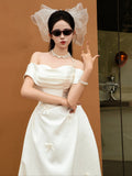 The Dress-Faced Light Wedding Dress With A Word Shoulder-To-Shoulder Morning Woman Wedding Back Door To Thank The Banquet Engagement Certificate Registration Evening Dress HZ0517