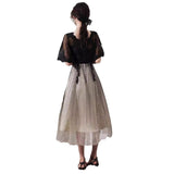 Annual Evening Dress Women 2026 New Temperament Banquet Covered Belly Black Slimming Usually Wears Hosts HZ0517