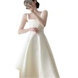 White Retro Sling Dress Card Small Dress Card Small White Dress Temperament Thin Evening Dress Party Party Small Dress HZ0517