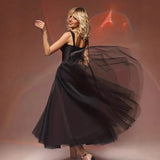 Black Suspension Evening Dress Fashion Dress 2026 New Temperament Elegant Dress Net Fairy HZ0517