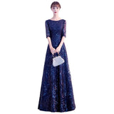 Art Exam Evening Dress Blue Female High-End Temperament High-End Host Red Song Chorus Performance Costume Adult Dress HZ0517