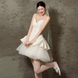 French Light Wedding Dress Small Simple Niche Scarves Small White Skirt Short Go Out Yarn And Yarn Noodle Engagement Dress HZ0517