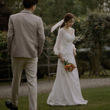 Light Wedding Dress 2026 New Korean Style Temperament Thin Sensing Lined With A Simple Little Drag-Tailed Sbutle Dress Dress HZ0517