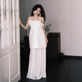 Morning Dress Female Bride Senior Sense Niche French Style Go Out Light Wedding Dress White Breasted Engagement Certificate Registration Small Dress HZ0517