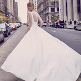 French Generous Collared Light Wedding Dress 2026 Lint Face Exposed Bride Go Out Yarn Travel To Get The License Dress HZ0517