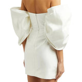 Word Shoulder Dress 2026 Spring New Fashion Personality Birthday Party Banquet Annual Short Dress HZ0517
