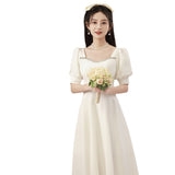 White Evening Dress Small Man Wedding Dress Certificate Registration Small White Dress Birthday Party Engagement Dress White HZ0517