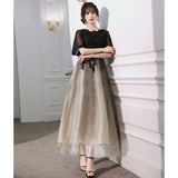 Annual Evening Dress Women 2026 New Temperament Banquet Covered Belly Black Slimming Usually Wears Hosts HZ0517