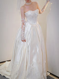 French-Style Silken Dress Simple Bride Breast Lace Out-Dress Light Niche Tail Welcome Evening Dress Dress HZ0517