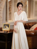 White Evening Dress Female Banquet Temperament Can Usually Wear Light Luxury Small Long Engagement Dress Dress Dress HZ0517