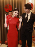 Bride Toast Suit 2026 New New Chinese Style Wine Red Dress Red Dress To The Engagement Cheongsam Toast HZ0517