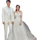 Sun Yizhen Wedding Dress 2026 Spring New Word-Word French Lace Super Fairy Travel Outdoor Light Wedding Dress HZ0517