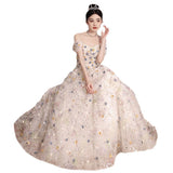 Full Star Breasts Flower Evening Dress Senior Sense 2026 New Birthday Party Host Performance Engagement Evening Dress HZ0517