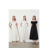 White One-Liner Dress Dress 2026 Winter New Birthday Party Party Party Party Dress Small White Dress HZ0517