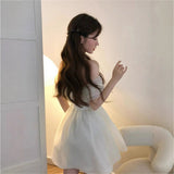 French First Love Card Small White Dress Light Wedding Dress Temperament Chiffon Shoulder Dress High Sense HZ0517