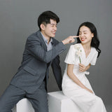 Certificate Registration Small White Dress Hepburn Thin French-Style Sedable Dress Small Wedding Dress Small Man Engagement Dress HZ0517