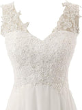 Bridal Wedding Dress Beach Lace Wedding Dress A-Shaped Chiffon Skirt Deep V-Dress HZ0517