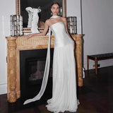 Light Wedding Dress 2026 New White Brat Niche Mesh Ribbon With Hanging Neck Banquet Dress Dress Dress HZ0517