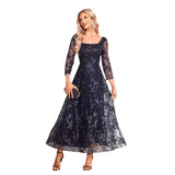 Simple Evening Dress 2026 New Broken Flower Long Net Collar Party Dress Dress HZ0517