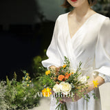 White Light Wedding Dress 2026 New Garden Teen Temperament Light Wedding Dress Simple French-Style Fasting HZ0517
