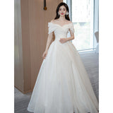 French Light Wedding Bride 2026 New Word Shoulder-Singing Noodles Main Yarn Large Code Simple Out Of The Yarn Welcome Yarn Travel Shot HZ0517