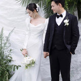 The Bride's Wedding Long Sleeves And Small Tails Go Out Of The Yarn Temperament Of The Fishtail Thin Welcome Dress HZ0517