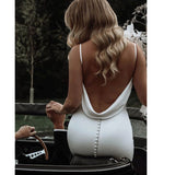 White Fishtail Dress 2026 Spring New Deep V-Neck Repair Bare Back Tail Wedding Dress HZ0517