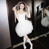 Small Morning Robe Short Wedding Dress Wedding Certificate Birthday Company Broadcast Ballet Dress Annual Performance Dress HZ0517