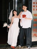 Registration Certificate Engagement Small White Dress Daily Can Wear Light Wedding Temperament Simple White Thin Breast Evening Dress Dress HZ0517
