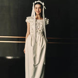 Sweet Bridal Woman Morning Dress Dress Dress White Engagement Brigade Photo Wedding Dress High-End Card Dress HZ0517