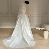 French Linden Light Wedding Dress 2026 New Bride Simple Boobs Go Out White Bowtail Dress HZ0517