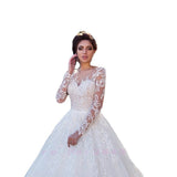 Take The Goods Long-Sleeved Wedding Dress 2026 Tail White Simple Temperament Lace Mid-Rise Wedding Studio HZ0517