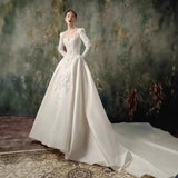 French Word Shoulder Bride 2026 New Long-Sleeved Main Wedding Dress With Thin And Light Luxury Main Wedding Dress HZ0517