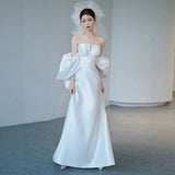 Fishtail Light Wedding Dress 2026 New Bride Simple French Densate Bosom Go Out Yarn Tail Welcome Dress HZ0517