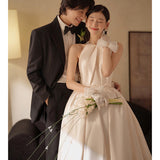Bridal Main Wedding Dress 2026 New French Retro Hepburn Wind-Screative Neck Tug-In Yarn HZ0517